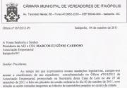 Ofício resposta, enviado pela Câmara de Vereadores.